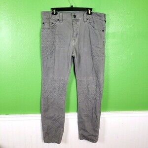 True Religion Men's Grey Dean Geo Quilted Cotton Straight Leg Pants Size 36